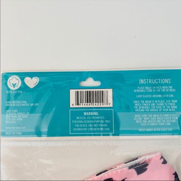 3/$20 NEW Blush Pink White Fabric Cloth Adjustable Elastic Face Covering Mask 2 - Picture 4 of 5